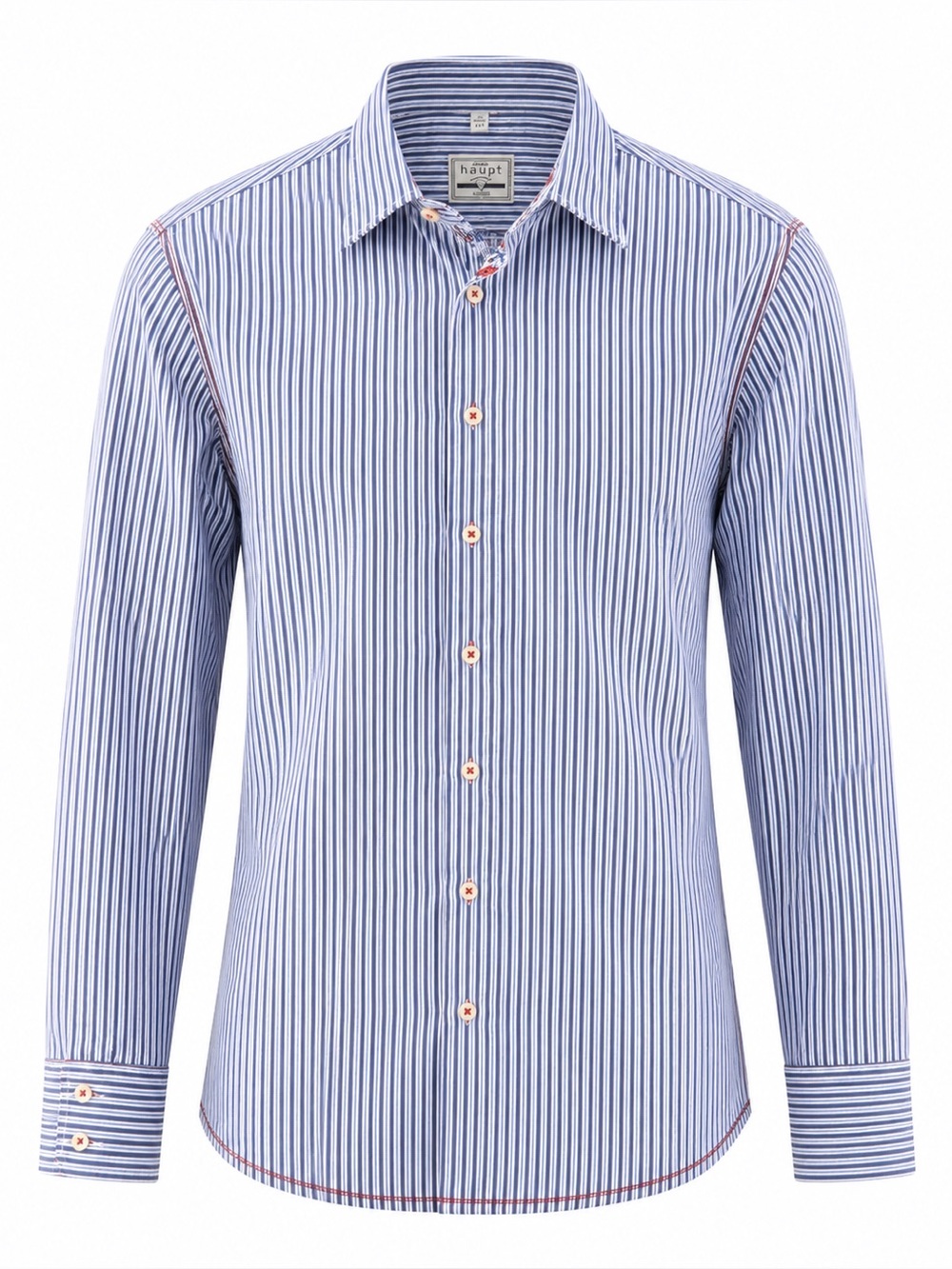 Haupt Mens Striped Long Sleeve Button-Up Shirt Blue & White Size M 39/40